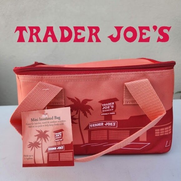New Trader Joe's Mini Insulated Bags PEACH Color Lunch Box NEW LIMITED EDITION 2 - Picture 1 of 10